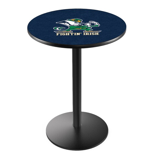 42" Blk Wrinkle Notre Dame Leprechaun Pub Table